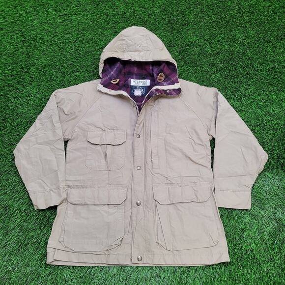 Vintage 90s Woolrich Parka Coat Jacket Women M/L 20x27 Beige - Picture 1 of 14